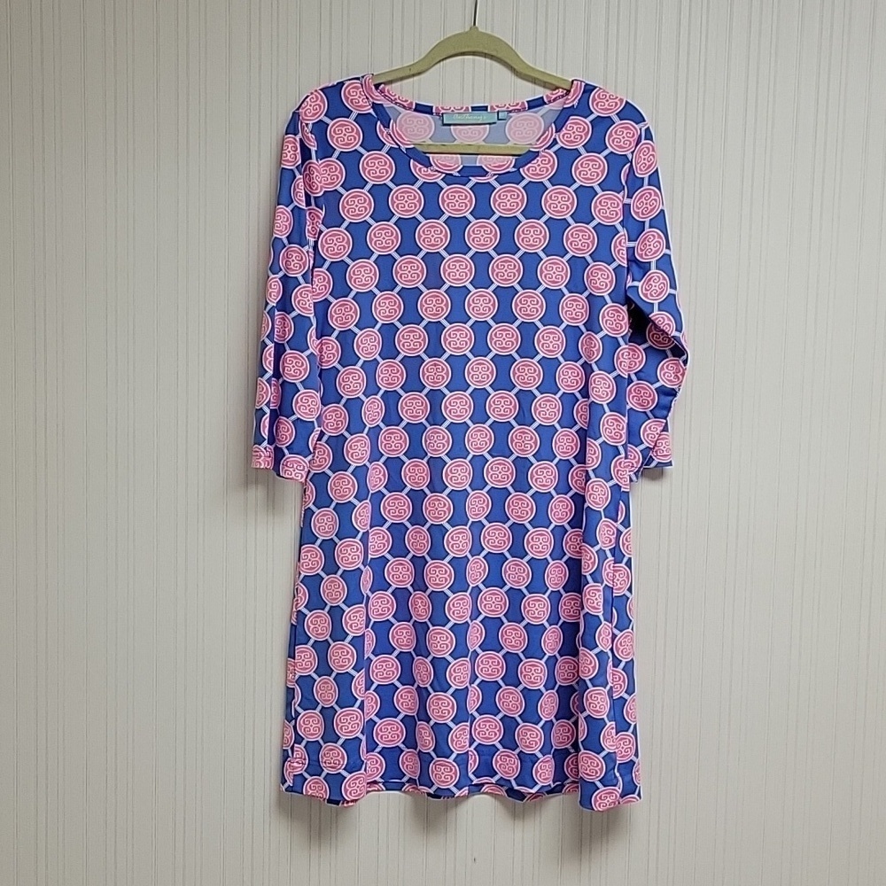 Anthony's Resort Wear long sleeve dress medium Colorful Coastal Grandma
